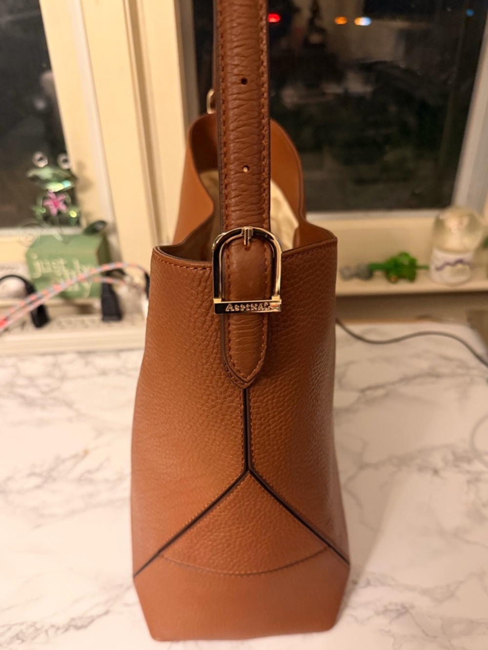 Brown Leather Hobo Shoulder Bag Aspinal of London - Picture 5 of 12